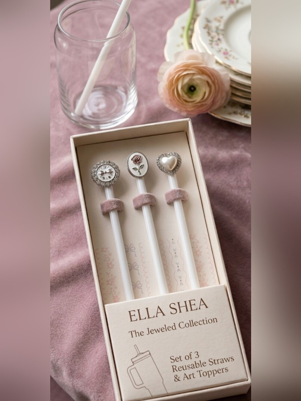 🎀Ella Shea Luxe Straw Set – NWT🎀